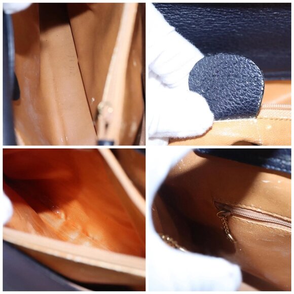 GUCCI Bamboo Hand Bag Suede Leather Navy Auth - Picture 15 of 16